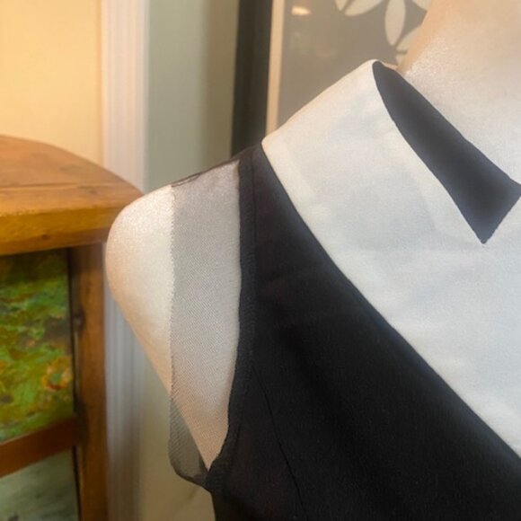 Black Sleeveless Top with Collar - Picture 3 of 7